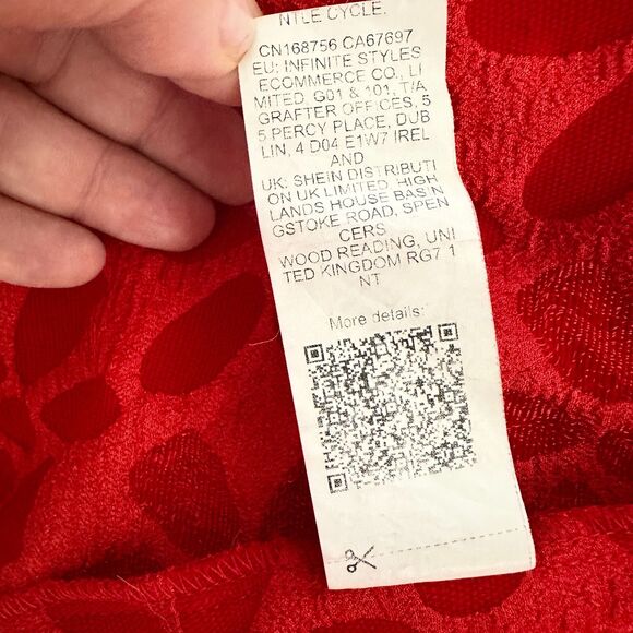 Shein Curve Dress Women 4X Plus Red Floral Texture Mini Babydoll Coquette NWOT - Picture 9 of 10